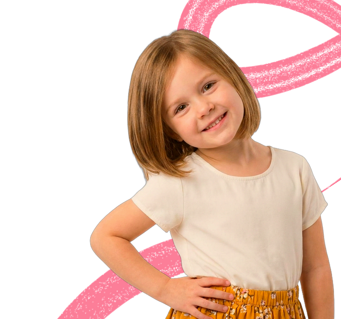 A smiling child showing off their muscles, ready to start their ANNA journey