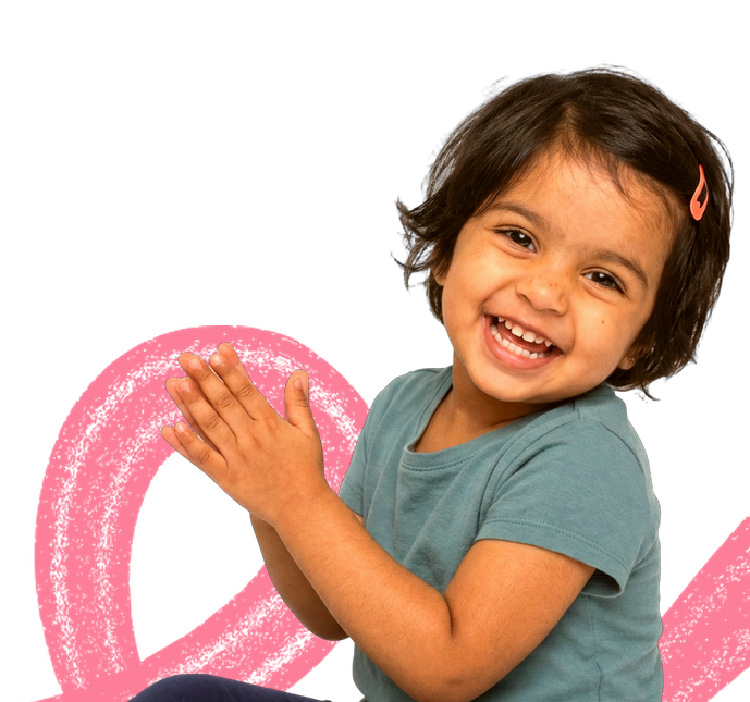 A laughing toddler clapping her hands